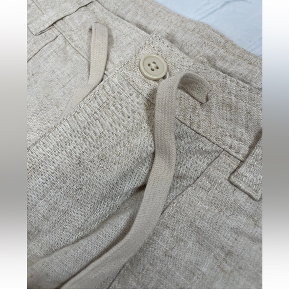 H&M Linen / Viscose Blend Straight Pants Tie Woman’s Size M Tan‎ Relaxed Coastal - Picture 4 of 16